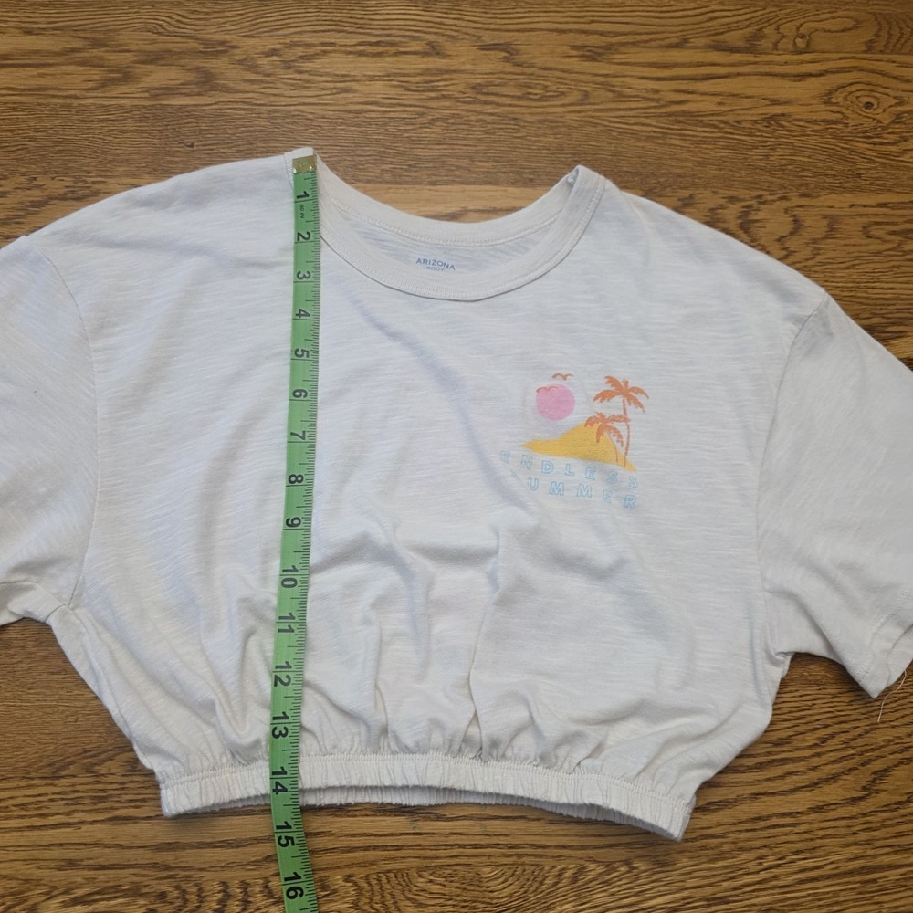 Arizona Body Sleepwear Sz S "Endless Summer" Tropical Palm Trees Cropped White - Picture 5 of 8